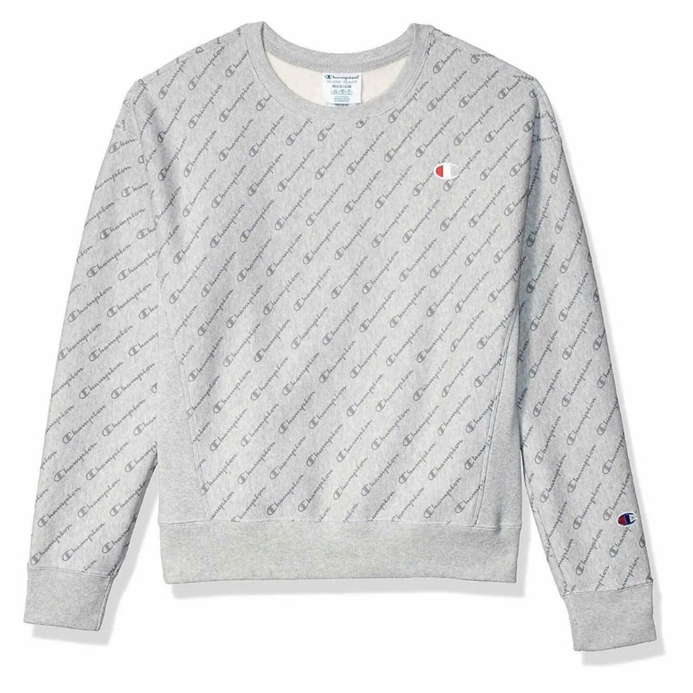 Champion Woman’s Reverse Weave Crew All Over Logo Sweater